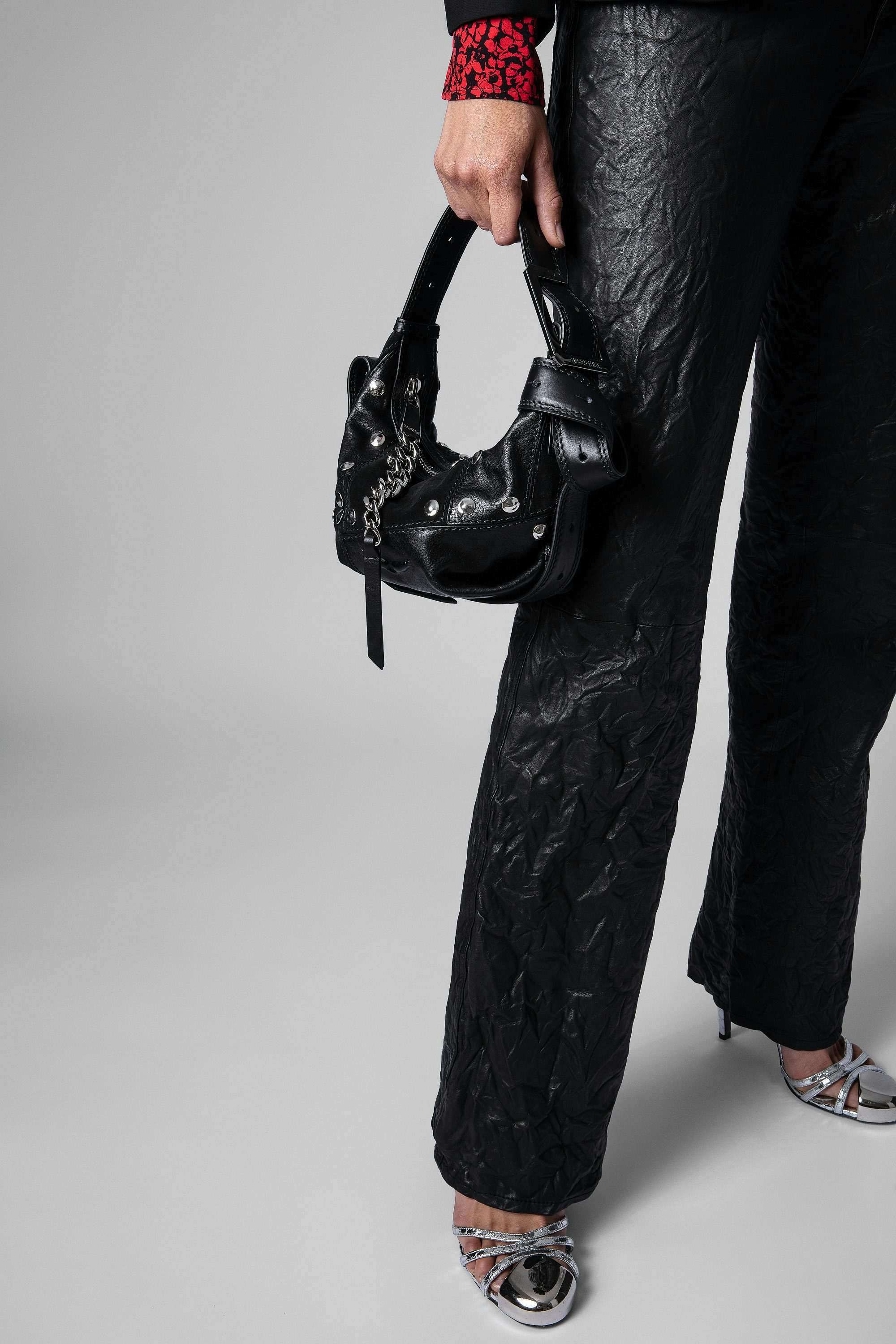 Bolso Le Cecilia XS Patchwork Studs - Bolso Le Cecilia XS de patchwork de piel negra con tachuelas